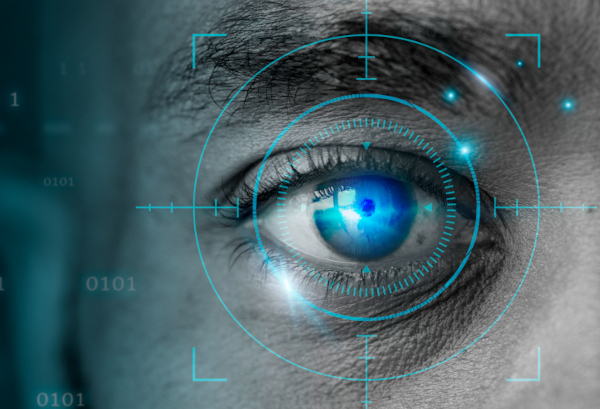 Retinal biometrics technology with man&rsquo;s eye digital remix